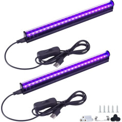 ‎Vayalt VAYALT 2 Pack UV Black Light Lamp, 8 W USB UV LED Black Light Lamp 385-400 Black Light Bar, UV Light Tube with Switch for Disco, Glow Party, Party Accessories, Halloween Decoration, Stage Lighting