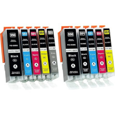Supply Guy 10 Printer Cartridges with Chip Compatible with Canon PGI-550 CLI-551 Suitable for Canon Pixma IP8700 IP8750 MG6300 MG6350 MG7100 MG7150 MG7500 MG7550