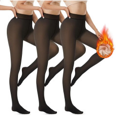 AKKQHH Women's Thermal Tights Pack of 3 Lined Thermal Tights Fleece Warm Leggings Plush Stockings Fake Translucent Pantyhose Winter