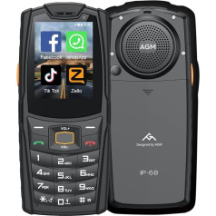 AGM M7 Outdoor Mobile Phone without Contract, 4G Senior Mobile Phone Dual SIM Super Speaker, IP68 Waterproof, Facebook/Skype/TikTok 2.4 Inch Touchscreen 1 GB + 8 GB 2500 mAh Battery 80 ml Torch Button