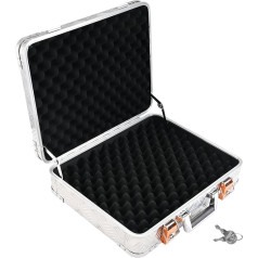 Alubox Pistol Case Protective Case – Pistol Hard Case – 2 Buckles 2 Locks – Weather-Resistant Checker Plate Aluminium 1.5 mm – Lockable, Padded