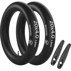 OUXI 20 Inch Fat Bicycle Inner Tube, 20 x 4.0 Tube, 20 Inch Fat Hose, Suitable Size 20 x 4.0 E-Mountain Bike Inner Tube, Electric Bicycle Inner Tube, AV32 mm Schrader Venti, Pack of 2
