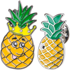 WSDMAVIS 2 Stück Cartoon-Ananas-Anstecknadeln, niedliche Emaille-Brosche für Damen, modische Obst-Anstecknadeln, kreative Anstecknadeln für Taschen, Mäntel, Schals, Zink, Kein Edelstein