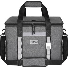 INSMEER 48L Large Cool Bag, 65 Cans Cool Bag, Foldable with Top Opening, XXL (45 x 35 x 30 cm) Waterproof Shopping Bag, Insulated Bag, Ideal for Trips, Picnic, Camping, Hiking, Beach