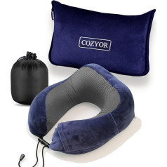 Cozyor Travel Set 2 Pieces: Neck Pillow + Travel Pillow & Travel Blanket 2 in 1 with Case – Ultralight & Compact with Backpack Clip and Suitcase Attachment, Aeroplane Blanket 170 x 100 cm Train Car
