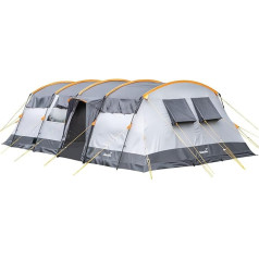 Skandika Hurricane Tunnel Tent for 12 People, Large Tent with 2 Sleeping Cabins, with/without Sewn-in Tent Floor, Waterproof, 5000 mm Hydrostatic Head, 2.15 m Standing Height, 2 Entrances, Camping