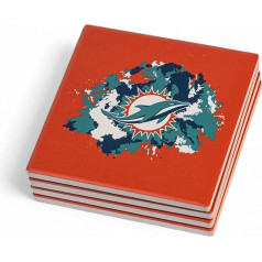 The Memory Company Lizenziertes NFL-Untersetzer-Set mit Team-Logo, Keramik, 4 Stück, Miami Dolphins