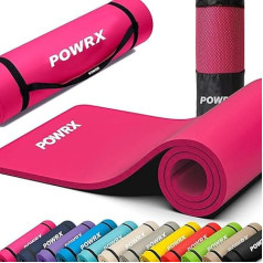 Powrx Gymnastics Mat, Training Mat for Yoga, Gymnastics and Pilates at Home, Non-Slip, Phthalate-Free Fitness Mat, Includes Carry Strap, Bag and Exercise Poster, 90 x 60 x 1.5 cm, Black