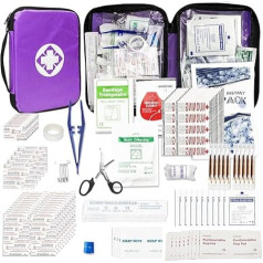 Small-Campact First-Aid Kit-Refill Supplies-Basic Emergency-Essentials - 300 Pieces Home Essentials Emergency Accident Kits for Businesses Workplace Outside Travel Purple 1st Aid