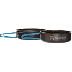 ALB Coated Camping Pan & Bowl – Military, Outdoor, Camping, Survival – Non-Stick PTFE Coating Prevents Burning Bowl: Diameter 167 mm, 1.1 L & Pan: Diameter 176 mm, 1.1 L