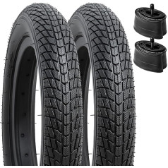 YunSCM Pack of 2 Kid Bike Tyres 12.5 Inch 12 1/2 x 2 1/4 (12.5 x 2.25) and 2 Pack 12.5 Inch Tube 12 1/2 x 2 1/4 AV32 mm Valve Compatible 62-203 12 1/2 x 2 1/4 57-203 Tyre and Inner Tube