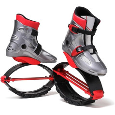EvikoO Jumping Shoes Kangaroo Jumping Shoes for Running and Jumping, Adjustable Fitness Jumping Shoes for Adults, Teens and Children, Bounce Boots, All Sizes (Color : Grey+Red, Size : S)