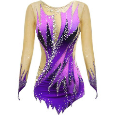 PONNYC Rhythmische Sport Gymnastik Turnanzüge Für Damen Handgefertigtes Eislaufkleid Für Mädchen Eiskunstlauf Wettkampf Kleidung Winter Sport Kleidung Aus Glänzendem Kristall