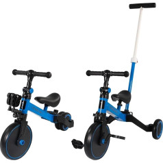 Lemodo Tricycle Blue with Push Bar - Balance Bike, Walker Tricycle Height Adjustable for Toddlers 1-5 Years, Growing Children's Vehicle, Toddler Bike Made of Metal, Sturdy, Maximum Load 60 kg