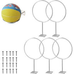 5 Pcs Stainless Steel Wall Mounted Ball Holder for Sports Ball Basketball Football Volleyball