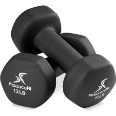 ProSource Set of 2 Neoprene Dumbbell Pair Non-slip Grip 1 lb 12 lb