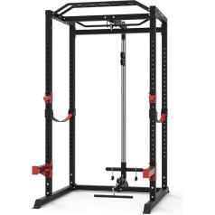 Train Hard® Power Rack Multi Press Power Station, Leg Press, Pull-Up, Lat Pull, Dip Bar, Rowing, Barbell and Accessories, Model 2024