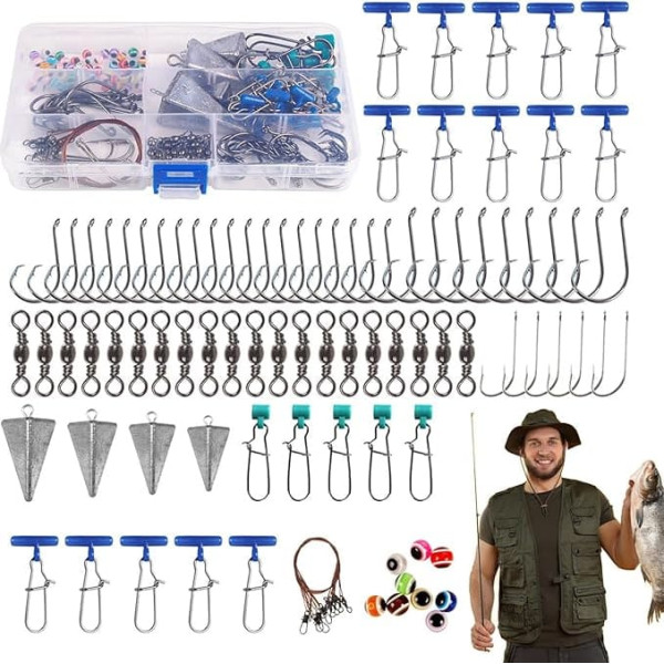 Salzwasser-Angelset, Surf-Angelausrüstungsset,135X Fish Finder Rigs Köder - Pyramid Sinkers Angelausrüstung, Angelhaken-Vorfach-Schwenkset für Angelzubehör