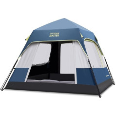 OutdoorMaster Pop Up Beach Shelter, 4 Person Beach Tent with Dark Space Technology & UV50+ Protection, Easy Assembly in 60 Seconds, Weatherproof Camping Tent with Rain Cover