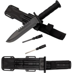 KS-11 Outdoor Knife with Fixed Blade Including Fire Steel and Sharpening Stone on Holster as Survival Knife - Bushcraft Knive - Carving Knife - Hunting Knife Total Length 31 cm
