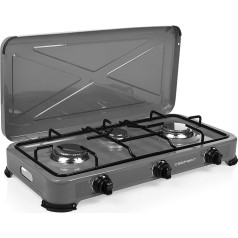 Campart GA-8403 Camping Gas Stove, 3-Bulb, Total 4000 Watt Power, Size 62.7 x 33.5 x 12.5 cm, 3.5 kg Weight, Grey