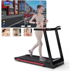 DeerRun Raceable Treadmill Suitable for High-Tech Devices, Home Treadmill with 158 kg Load Capacity and App Control, 2573 W Treadmill Foldable with Training Courses and Multi-Runner Races