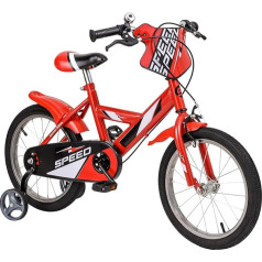 Baroni Toys Red Kids Bike with Stabilisers, Sports Bike for Children Made of Steel, Kids Bicycle for Children from 4 to 7 Years, Size 12, 14 Inch and 16 Inch