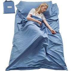 KOSMUSMO Schlafsack-Innenfutter, ultraleichtes Reiselaken mit Reißverschluss und kompakter Tragetasche, tragbares Schlafsack, Campingdecke, weicher Schlafsack für Hotel, Wandern, Zelten, Camping