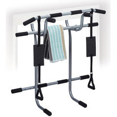 Relaxdays Door Pull-Up Bar, 2-Piece, H x W x D: 100 x 92 x 52 cm, Grip Padding, No Drilling, Home Trainer, Silver/Black