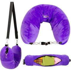 EZ4UVOY Travel Neck Pillow Stuffed with Clothes, Fillable Neck Pillow for Travel, Fillable Travel Pillow Storage Bag, Soft Velvet Neck Pillow Cover, Packable for Airplane Travel Essentials