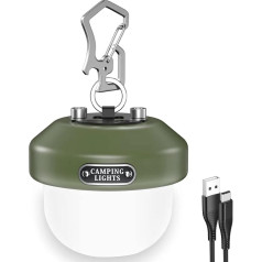 Camping Lamp Wastou, Camping Lantern Battery USB Rechargeable, Bright LED Tent Lamp Portable, Waterproof Camping Light with 6 Light Modes, Retro Camping Lamp with Hook, 150 Lumens, for Tent, Emergency