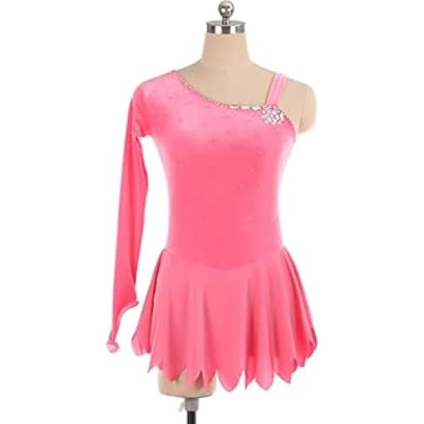 YDHTIZ Women's Professional Figure Skating Competition Dresses Kid Girls Single Sleeve Rhinestone Ballerina Outfits Competition Training Athletic Female