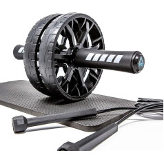 BluBell 2020/21 Fitness Roller with Extra Thick Knee Pad Mat and Free Skipping Rope Set - Body Fitness Machine Abdominal Exercise Machine Professional AB Bike Exercise Bike