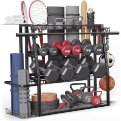 Merapi 3 Tier Steel Dumbbell Stand Home Gym Storage Rack Heavy Duty Dumbbells Yoga Mat Kettlebells Black