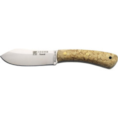 Joker Nessmuk CL136 Hunting Knife, Birch Handle, 11 cm Sandvik 14C28N Flat Edge Blade, Brown Leather Sheath, Fishing, Hunting, Camping and Hiking Tool