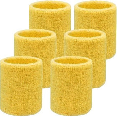 IMAGERIO 6 Pack 4 Inch Wrist Sweatbands Tennis Wrist Bands Absorbent Sweat Band for Men and Women, Breathable Cotton Sweatbands for Work Out, Football, Basketball, Running Athletic Sports