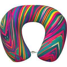 Zhuanyun Reisekissen mit Regenbogen-Linien-Druck, klassisch, bequem, Memory-Schaum, Reisekissen, Kopfstütze, weiches Kissen