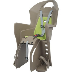 POLISPORT 8631500014 KOOLAH CFS Back Seat for Bicycles with 26 to 29 Inch Wheels, Suitable for Children Weighing 9 to 22 kg, with Anchoring on the Pannier Rack, Brown / Green