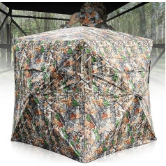 Huskfirm Hunting Blind Clear with Silent Magnetic Door and Sliding Windows, 2-3 Person Pop Up Floor Roller Blinds, 270 Degree Field of View with Carry Bag, Portable Hunting Tent for Deer and