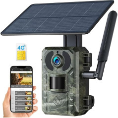 VOOPEAK 4G LTE Wildlife Camera Solar with SIM Card, 2.5K Wildlife Camera with Mobile Phone Transmission App, Wildlife Camera Infrared with Motion Sensor, Night Vision, No-Glow PIR Motion Sensor, IP66