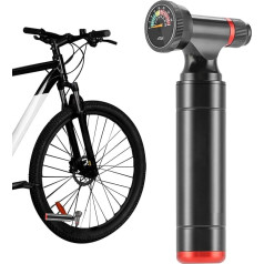 Tragbare Fahrradpumpe, Fahrrad-Luftpumpe mit Manometer, Mehrzweck-Fahrrad-Reifenpumpe, Fahrrad-Luftpumpe für Fahrradreifen, Fahrradreifenfüller