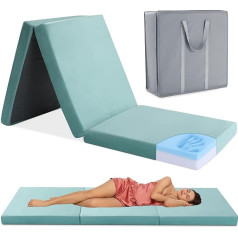 HOMBYS Tri Foldable Camping Mattress Memory Foam for Outdoor Sleeping Portable Waterproof Camping Mat for Travel Truck Bed Tent