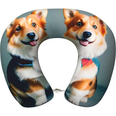 Zhuanyun Tragekleidung, niedliches Corgi-Hunde-Druck-Reisekissen, klassisch, bequem, Memory-Schaum, Reisekissen, Kopfstütze, weiches Kissen