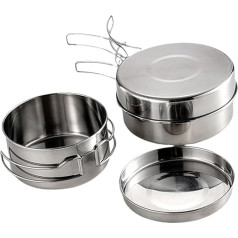 GAROZATION 1 Set Outdoor Pot Set Stainless Steel Camping Cooking Pan Combined Cookware Camping Equipment Outdoor Cookware Picnic Cookware Camping Pot Silver Stainless Steel