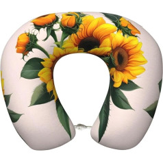 YHBLYKXP Nacken-Reisekissen mit Sonnenblumen- und Rosen-Druck, Memory-Schaum, Reisekissen für ergonomisches Design für Home Office