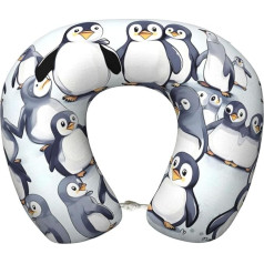 JIUTY Viele niedliche Baby-Pinguine Skizze Reisekissen Geschenk, beste Memory-Schaum-Nackenkissen, Kopfstütze, weiches Kissen zum Schlafen