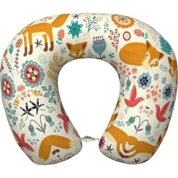 DEXNEL Reisekissen mit niedlichem Blumenmuster und Tiermuster, Memory-Schaum, geeignet für Flugzeug, Schlafen, Reisen