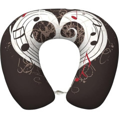 Dwrepo Musiksymbole, Liebes-Reisekissen, Memory-Schaum, U-förmiges Nackenkissen für Reisen, tragbar, Kopf-Nacken-Unterstützung, Flugzeugkissen, abnehmbarer Bezug, Nackenkissen, Kopfstütze für