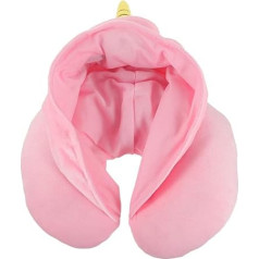 ibasenice U-shaped pillow with hood for outdoor use, car hoodie, car sleeping neck, plane travel pillow, travel neck pillow for children, travel pillow, children, airplane pillow, fabric, pink