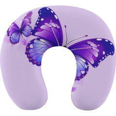 Lila Schmetterling Reisekissen Nackenstütze Memory Foam U-förmiges Kissen Weich Bequem Reise Nackenkissen Schlafruhe Kissen Reisezubehör für Flugzeug Auto Büro